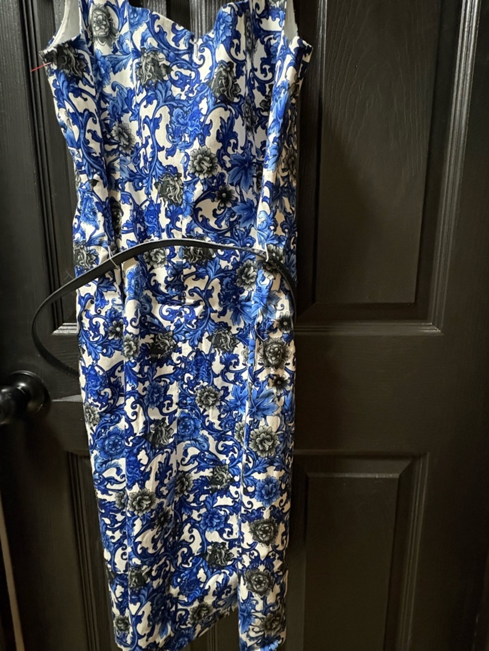 Premise Blue and White Floral Midi Sheath Dress - Picture 2 of 5